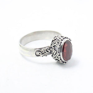 Garnet Swirls Sterling Silver Ring