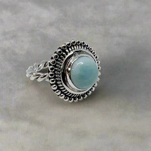 Larimar Blossom Sterling Silver Ring