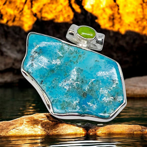 Kingman Turquoise Designer Sterling Silver Pendant