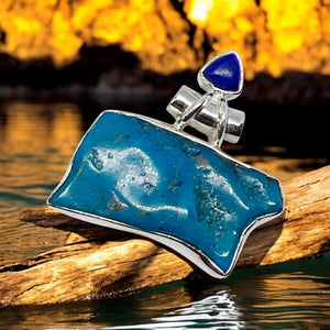 Kingman Turquoise Designer Sterling Silver Pendant