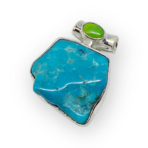 Kingman Turquoise Designer Sterling Silver Pendant