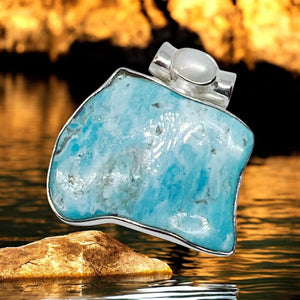 Kingman Turquoise Designer Sterling Silver Pendant