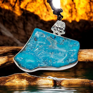 Kingman Turquoise Designer Sterling Silver Pendant