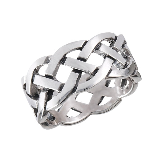 Celtic Braid Wide Band Sterling Silver Ring