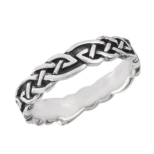 Celtic Braid Narrow Band Sterling Silver Ring