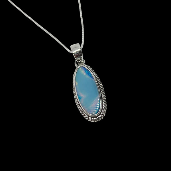 Australian Fire Opal Pendant Necklace