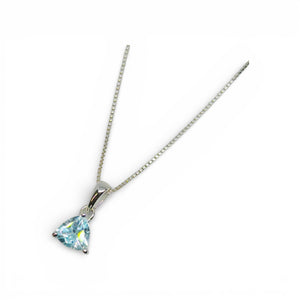 Trillion-Cut Natural Gemstone Necklace – .925 Sterling Silver Solitaire Pendant