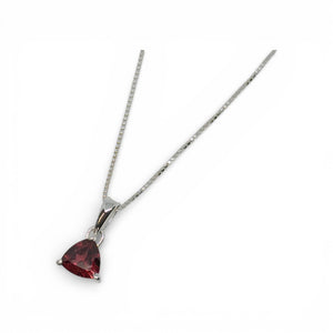 Trillion-Cut Natural Gemstone Necklace – .925 Sterling Silver Solitaire Pendant