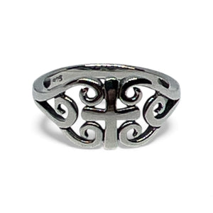 Scroll Cross Sterling Silver Ring