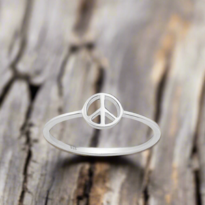 Peace Sign Sterling Silver Ring