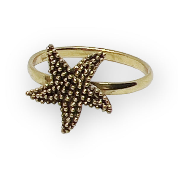 Granulated Starfish Sterling Silver Ring