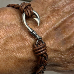 Captain's Catch Leather Stainless Steel Bracelet