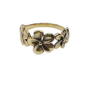 Plumeria Flowers Sterling Silver Ring