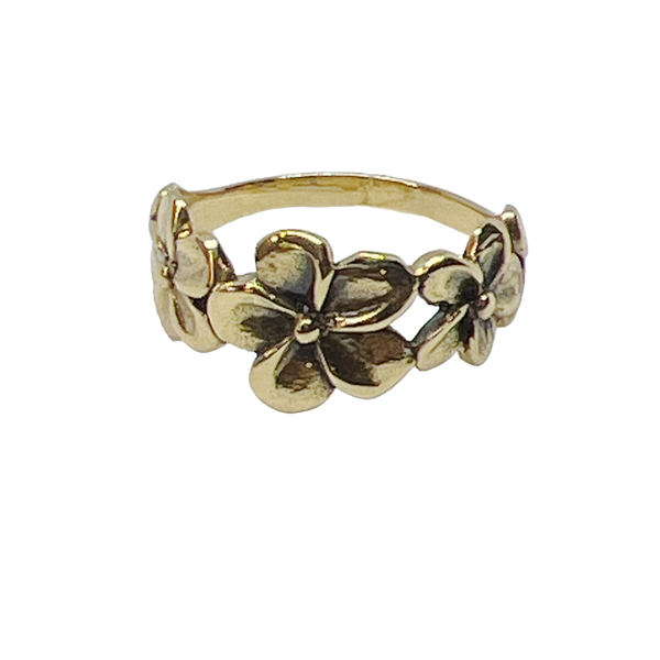 Plumeria Flowers Sterling Silver Ring