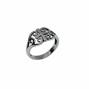 Scroll Cross Sterling Silver Ring