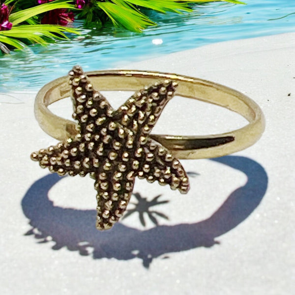 Granulated Starfish Sterling Silver Ring