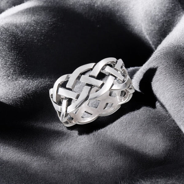 Celtic Braid Wide Band Sterling Silver Ring