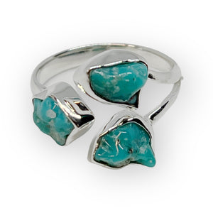 Kingman Turquoise Triple Nugget Sterling Silver Ring