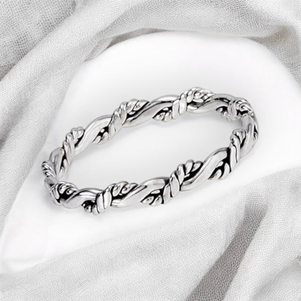 Braid Narrow Band Sterling Silver Ring