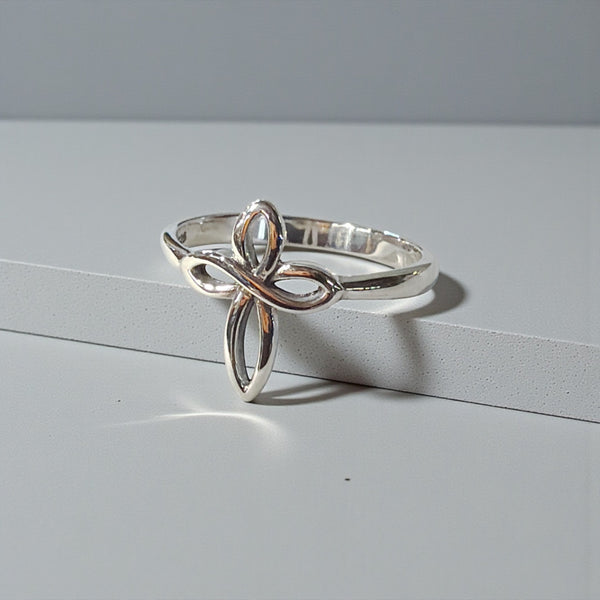 Serenity Infinity Cross Sterling Silver Ring