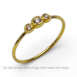 Petite Zirconia Golden Sterling Silver Ring