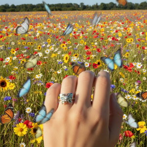 Iris Abalone Butterfly Ring
Iridescent Inlay Sterling Silver Statement Piece