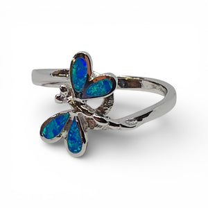 "Azure Flight" Dragonfly Ring
Opal Inlay Sterling Silver Band Ring
