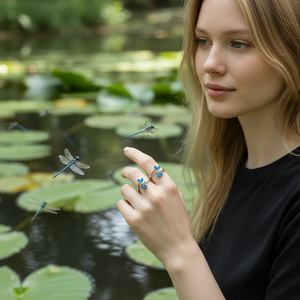 "Azure Flight" Dragonfly Ring
Opal Inlay Sterling Silver Band Ring