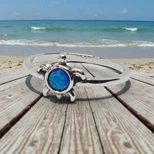 "Honu" Blue Opal Turtle Ring
Petite 925 Sterling Silver Sea Turtle Band Ring