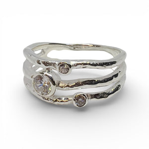 Stardust" Triple-Path Ring
Organic Textured 925 Silver Multi-Band Statement Ring