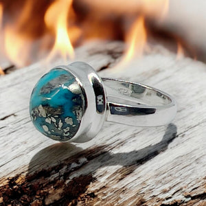 Nishapur Persian Turquoise Sterling Silver Ring