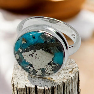 Nishapur Persian Turquoise Sterling Silver Ring