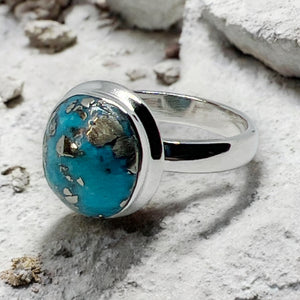 Nishapur Persian Turquoise Sterling Silver Ring
