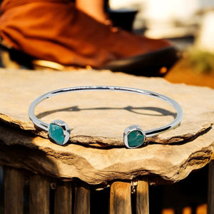Kingman Turquoise Nuggets Sterling Silver Cuff Bracelet