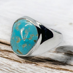 Kingman Turquoise Rough Sterling Silver Ring