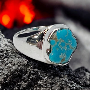 Kingman Turquoise Rough Sterling Silver Ring