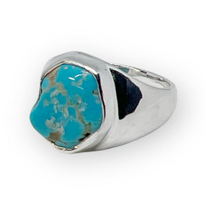 Kingman Turquoise Rough Sterling Silver Ring