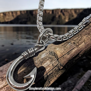 Captains Catch Stainless Steel Fishhook Necklace