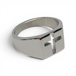Open Cross Stainless Steel Ring