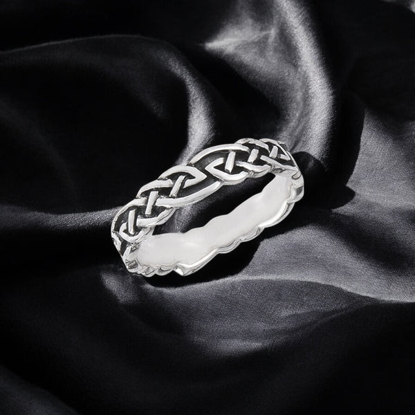 Celtic Braid Narrow Band Sterling Silver Ring