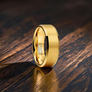 Gold Brushed Tungsten Carbide Ring