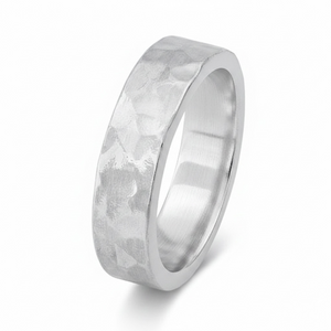 5mm Hammered Sterling Silver Band Ring - Unisex