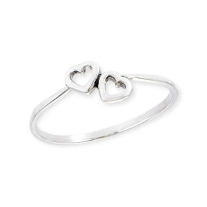 Couple Baby Hearts Sterling Silver Ring