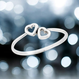 Couple Baby Hearts Sterling Silver Ring