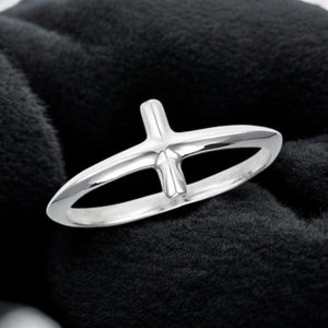 Basic Cross Sterling Silver Ring