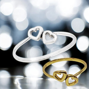 Couple Baby Hearts Sterling Silver Ring