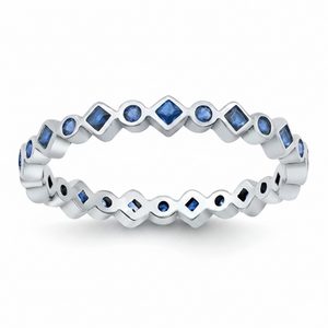 THE AZURE RING - Sterling Silver Sapphire Eternity Ring - Blue CZ Band