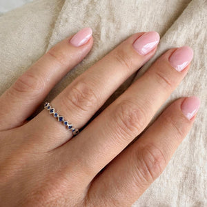 THE AZURE RING - Sterling Silver Sapphire Eternity Ring - Blue CZ Band