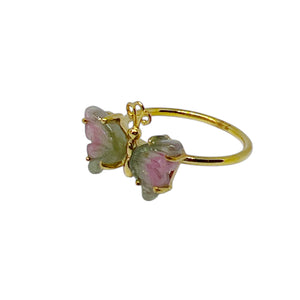 Tourmaline Gemstone Butterfly Gold Vermeil Ring