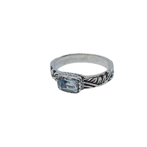 Faceted Blue Topaz Ring in Solid 925 Sterling Silver